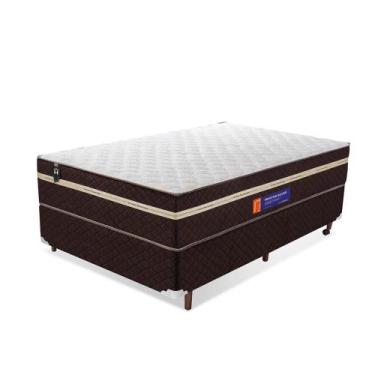 Imagem de Conjunto Cama Box Solteiro Preston 96x203x71 Marrom c/ Molas Ensacadas