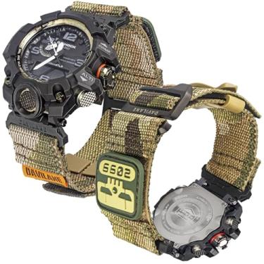 Imagem de DAVILANE Pulseira de relógio militar de nylon para Casio G-shock GWG-1000 GWG1000, pulseira de relógio de liberação rápida de 16 mm com patches intercambiáveis e fecho de gancho G