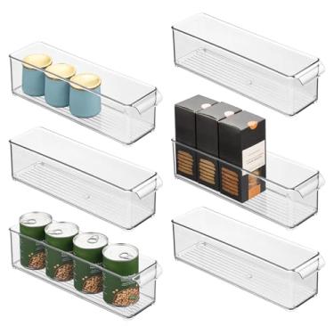 Imagem de Caixa organizadora empilhável iDesign com alça para geladeira e freezer, conjunto com 6, transparente