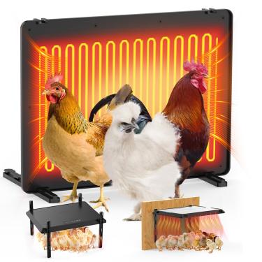 Imagem de Chocadeira de 40 x 30 cm para pintinhos ou patinhos, aquecedor de chocadeira de galinha de altura ajustável para 15 pintinhos. Aquecedor de galinheiro com indicador de segurança, 75 watts