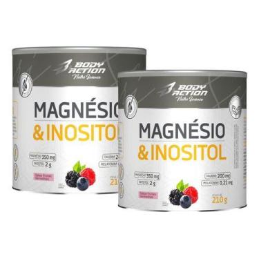 Imagem de Kit 2x Magnesio & Inositol 210g Frutas Vermelhas Bodyaction