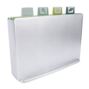 Imagem de TOPINCN Conjunto de Tábua de Corte de 4 Peças, Tábua de Corte de Plástico Com ícones de Alimentos e Suporte de Armazenamento para Diferentes Tipos de Alimentos, Conjunto de Tábua de