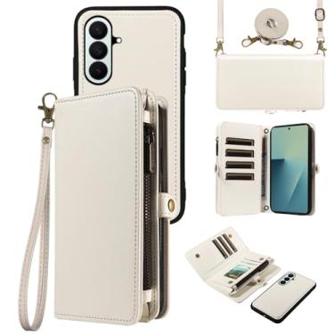 Imagem de Asuwish Capa tipo carteira transversal para Samsung Galaxy Z Fold 7 5G 2025 magnética destacável couro PU capa de telefone porta-cartões flip zíper alça bolsa ZFold7 Z7 G Fold7 ZFold 7Z feminina