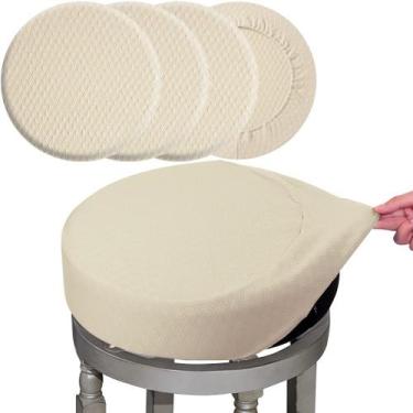 Imagem de Capas para bancos de bar, tecido de luxo BUYUE, diâmetro 40-45 cm, beg