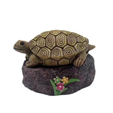 Imagem de Stgfyxgs Porta-chaves externo para jardim, caixa organizadora de chaves em resina realista com formato de pedra artificial e tartaruga, ideal para quintal e, Verde