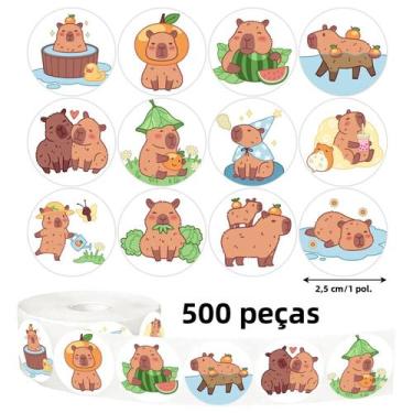 Imagem de Adesivos De Capivara Em Estilo Cartoon 500pcs/Rolo Para Laptop, Notebo