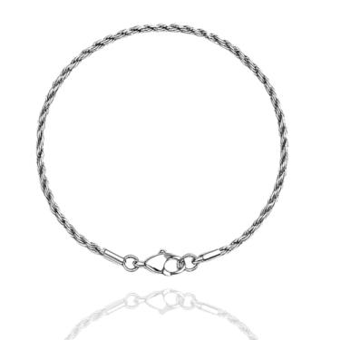 Imagem de Pulseira Masculina Trançado Baiano Fina 3mm Aço Inoxidavel