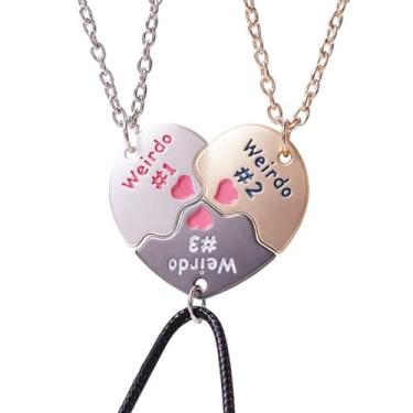 Imagem de immerFancy Colar BFF para 3, pingente de quebra-cabeça de coração dividido, pingente de amizade, combinando para 3 melhores amigas, irmãs, melhores amigas, joias Y2K, presentes de aniversário
