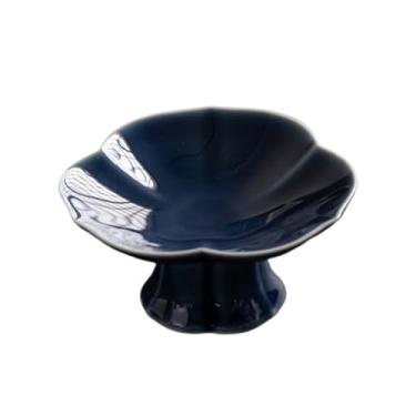 Imagem de prato de lanche Bandeja de servir decoração moderna bandeja cerâmica multiuso prato tigela frutas tigela de sopa(Blue)