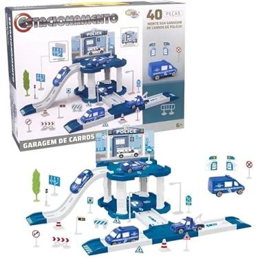 Imagem de Pista Brinquedo Policial Estacionamento 40 Peças Carros Rampas Infantil Diversão Completa Educativa