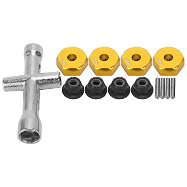 Imagem de Ainoli 12mm Roda 5mm Espessura Hex Adaptador Cruz chave M4 Conjunto de porca antiderrapante para carro 1/10 RC (Ouro)