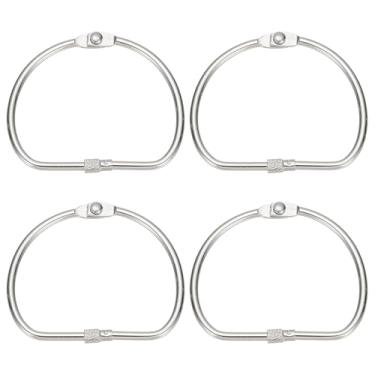 Imagem de PATIKIL Anéis de fichário de folhas soltas, 6 peças de anéis de encadernação de livros de metal em forma de D com anel de chave banhado a níquel para cartões de índice, arquivos de fotos de papel