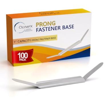 Imagem de OLYMPX 100 peças de 2,54 cm de capacidade premium metal com garras de papel fixador, base de 7,54 cm para acessórios de pasta de clipe de arquivo de papel, caixa com 100