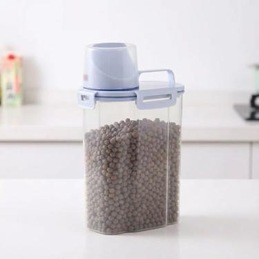 Imagem de Pote Medidor Hermético 2 L, Organizador de Cozinha Porta Grãos Alimentos e Lavanderia Porta Sabão com Bico Dosador, Vedação de Silicone Plástico Livre de BPA (Grande) (Grande)