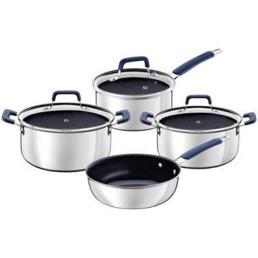 Imagem de Jogo de Panelas Tramontina Revestimento Cerâmico Preto e Inox 4 Peças 