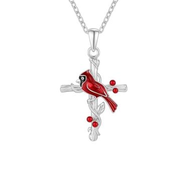 Imagem de Colar com design de cruz e infinito cardeal, I Am Always With You, corrente de 50 cm, vermelho e prata, Adjustable, Aço inoxidável, Zircônia cúbica