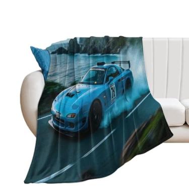 Imagem de HouLaiZhe Cobertor Super Macio Flanela Costeira Rodovia JDM Carro Rx7 Esportes de Velocidade Extrema Leve Cobertores de Refrigeração para Sofá-Cama Cadeira Sofá Carro Viagem ao Ar Livre Leve Quente