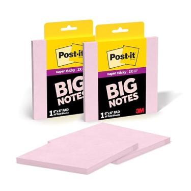 Imagem de Post-it Notas grandes super adesivas, 15 x 15 cm, notas adesivas extragrandes em sal rosa, 2 blocos, 60 folhas no total, ótimo para quadros de visão, projetos criativos, espaços de estudo