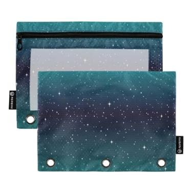 Imagem de Wassud Pastas de fichário com 3 furos, pastas de bolso para noite estrelada, organizador de pastas para escritório em casa, pacote com 2