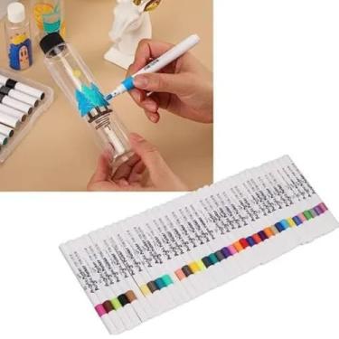 Imagem de Kit Canetinha Marcadores Acrílicos A Prova D’Água Estojo 60 Cores Para Tecido Vidro Madeira Plástico Cerâmica PAPEL