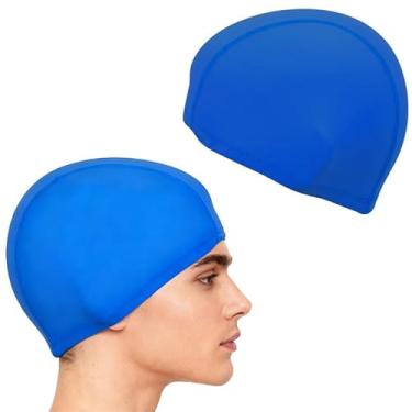 Imagem de Touca de natação unissex clássica de nylon - fácil de colocar/tirar, resistente à água para mulheres e homens