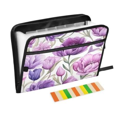 Imagem de Wassud Tulipas Acordeão Organizador de Arquivos Letra A4 Pasta de Arquivo de Papel Organizador de Documentos com Etiquetas Pasta de Arquivo Expansível 13 Bolsos