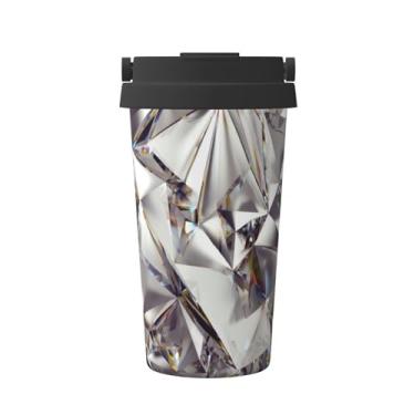 Imagem de Glitter Abstrato Diamante Padrão de Cristal Impressão Transporte Isolado Caneca de Café Aço Inoxidável Garrafa de Copo de Viagem para Água Quente e Fria