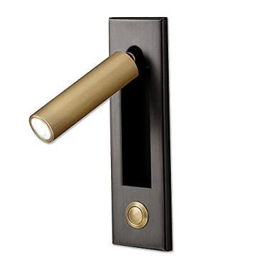 Imagem de Luminária de cabeceira LED 3W 4000K para quarto, ajustável, embutida na parede, com spots giratórios e interruptor de pressão.