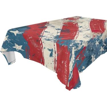 Imagem de YETTASBIN Toalha de mesa quadrada patriótica, à prova d'água, resistente a manchas, lavável de poliéster, para piquenique, jantar, férias, cozinha, festa, decoração, 137 x 137 cm