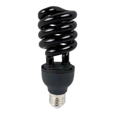 Imagem de Lâmpada Fluorescente Espiral UV Luz Negra, E27, 36W, 110V, Efeito Ultravioleta para Festas e Decoração, Preta, 13cm