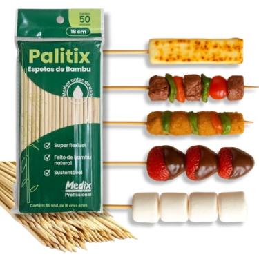 Imagem de 50 Espeto Palito Bambu 18cm Churrasco Doce Buffet Artesanato Natural