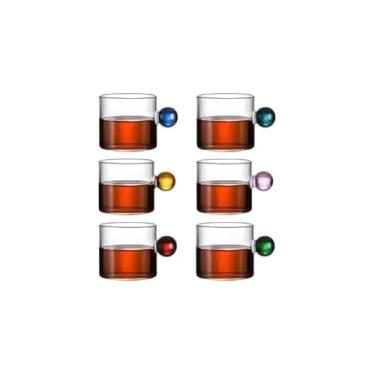 Imagem de WE DROP Jogo de Xícaras de Café com Suporte, 6 Canecas Coloridas, Cerâmica e Aço Inox, 50ml, Kit com Suporte Organizador