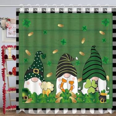 Imagem de Fanghui Cortina de chuveiro do Dia de São Patrício 182 x 182 cm, tema de jarra de moeda, ouro, tema para casais, amantes, aniversário, banheiro, decoração de banheira, suprimentos de poliéster