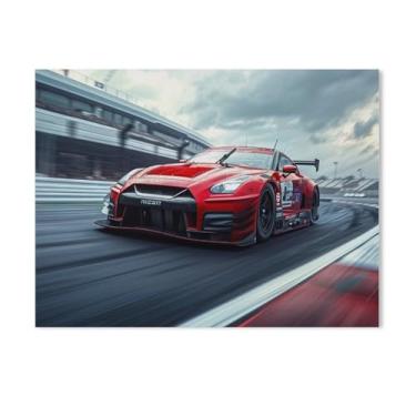 Imagem de HouLaiZhe R35 Track Drift Cool Jdm Cartazes de carro tela estética decoração de quarto pintura de parede impressões de sala de galeria decoração de parede para quarto sala de estar escritório 18 x 24