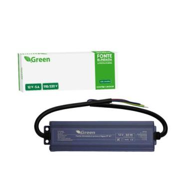 Imagem de Fonte Blindada Prova D'Água Ip67 12V 5A Leds Cftv Bivolt - Green
