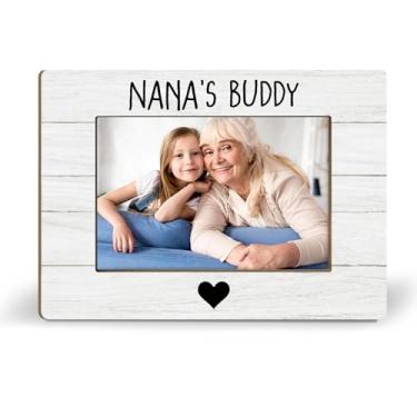 Imagem de iEFEY Porta-retratos de presente Nana 21 x 14 cm, presentes de Nani de netos e netos, presente de aniversário de mães, melhor avó, porta-retratos de madeira, serve para 10 x 15 cm para decoração de