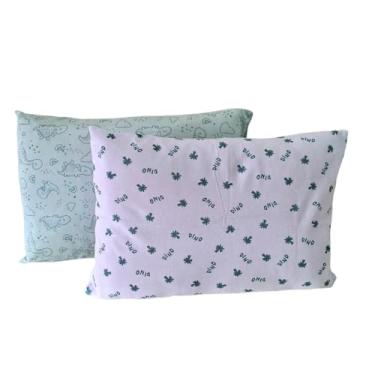 Imagem de Fronha para Travesseiro de Bebê Kit c/2 un 28cm x 40cm Algodão Estampadas Bublim (Verde Dino)