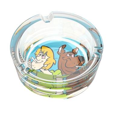 Imagem de Cinzeiro de vidro de desenho animado, cinzeiros domésticos, cinzeiros legais sem bagunça cinzeiro redondo transparente para decoração de escritório em casa ou pátio varanda uso externo (marrom)