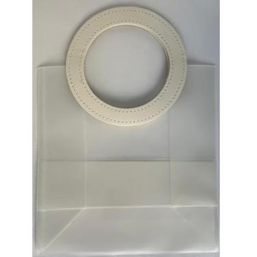 Imagem de Kit 10 Sacolas para Presente Transparente Fosco 22x11x21cm com Alça Redonda em Couro PU Lembrancinha Impermeável (Branca)
