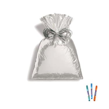 Imagem de Kit Saco Metalizado 75x120 cm com 10 Unidades e Fita Cetim 7mm x 10 metros