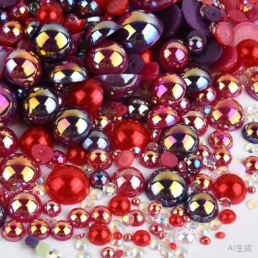 Imagem de 500 peças ABS pérolas semi-redondas e resina flatback strass tamanhos variados kit sortido para fazer joias DIY, arte de unhas, decoração de artesanato (cor 22)