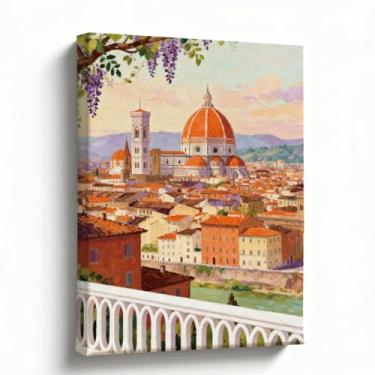 Imagem de Arte de parede de Florença Itália, 20 x 25 cm, impressão em tela de paisagem urbana da Catedral Duomo, decoração de viagem europeia para sala de estar, quarto, escritório, arte de arquitetura clássica
