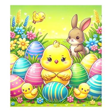 Imagem de Decoração de painel de capa de máquina de lavar louça, ovos de pintinho, ovos de pintinho de páscoa, decalque de capa de ímã de lava-louças 58,4 cm L x 66 cm A