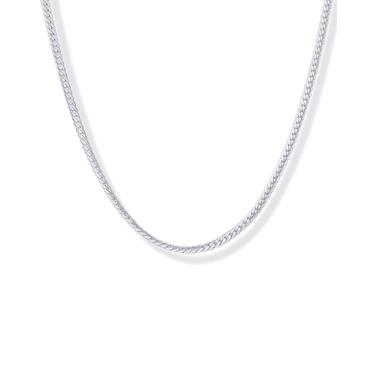 Imagem de PAVOI Corrente plana banhada a ouro 14K à prova d'água, 16+2", Ouro branco, Sem Pedra Preciosa