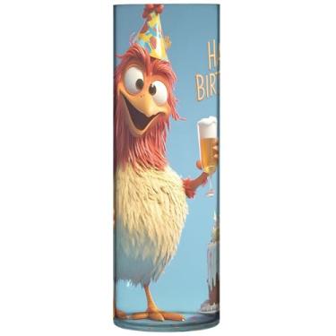 Imagem de Presentes de aniversário, galinha, animal engraçado, vaso cilíndrico, vaso de flores, vasos e plantadores de plástico, decorações personalizadas para quarto, 30 cm x 9,9 cm