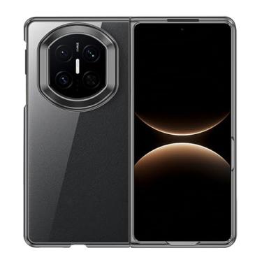 Imagem de POYUFRG Capa fina para Huawei Mate X7, capa galvanizada de luxo transparente antiamarelamento suporta carregamento sem fio, capa para celular, preta, Mate X7