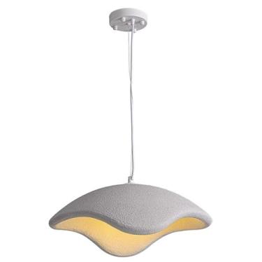 Imagem de Luminária pendente de 1 lâmpada, estilo Wabi Sabi, em resina, com formato de cúpula. Luminária pendente clássica em resina para sala de jantar, hall de entrada, cozinha, ilha de cozinha, bar