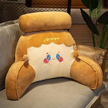 Imagem de Travesseiro de leitura com suporte de pescoço e braço, ótimo para suporte para as costas, cama, jogos, ler, relaxar ou assistir TV com capas laváveis, café, 70 x 40 cm