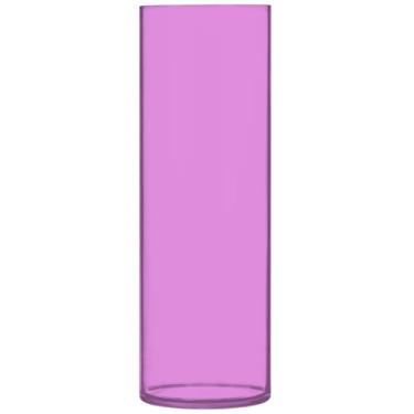 Imagem de Vasos cilíndricos roxos de orquídea para centros de mesa vasos altos de plástico personalizados fofos exclusivos decoração estética floral, 30 cm x 9,9 cm