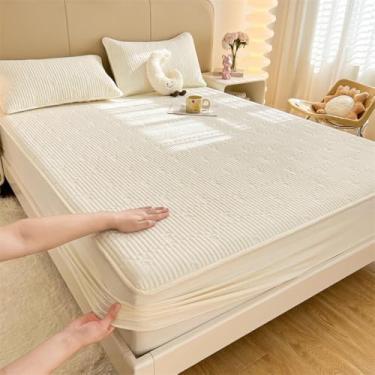 Imagem de Capa de colchão, lençóis de cama com elástico, capa protetora de colchão macio, sem rugas, não desbota, respirável, totalmente elástico, para quartos principais e de hóspedes - Tipo 01||200 x 220 cm